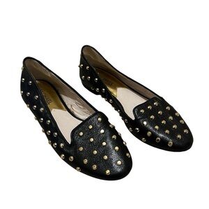 Michael Kors Ailee Black and Gold Studded Loafers/Flats Size 7